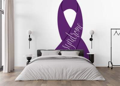 Rett Syndrome Awareness Month October handwritten lettering and purple support ribbon. Web banner vector template Wall mural