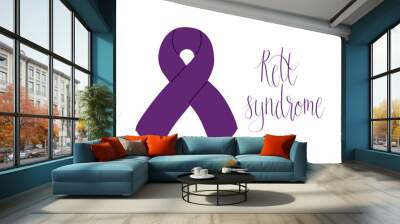 Rett Syndrome Awareness Month October handwritten lettering and purple support ribbon. Web banner vector template Wall mural