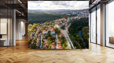 Aerial view of city of Veliko Tarnovo, Bulgaria Wall mural