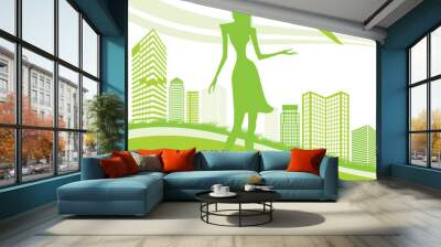 City, urban and airport background - vector illustration Wall mural