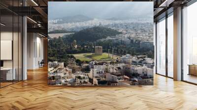 Panoramic view of city of Athens from Acropolis, Attica, Greece Wall mural