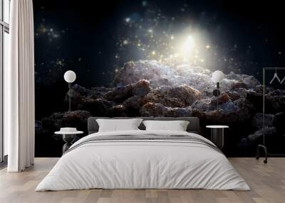 Abstract Clouds and Space Dust Floating in View of the Moon 2 Wall mural