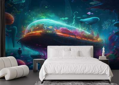 Beautiful Wide Boat  Wall mural