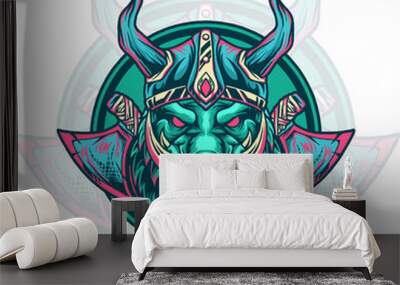 boar viking animal head illustration Wall mural