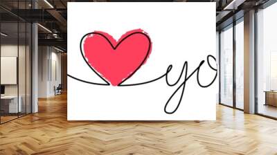 Doodle I LOVE YOU hand written scribble Wall mural