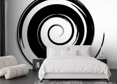 Whimsical spiral symbol hand painted with ink watercolor brush. Png clipart isolated on transparent background Wall mural