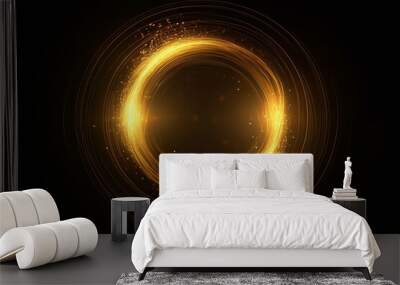 abstact golden light circle. generative ai Wall mural