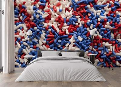 confetti in red white blue colors and confetti. american independence day  Wall mural