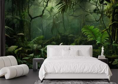 tropical jungle. green forest background. Wall mural