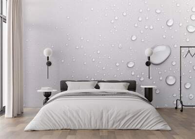 Drops of water on a color background. Gray Wall mural