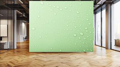 Drops of water on a color background. Green. Shallow depth of fi Wall mural