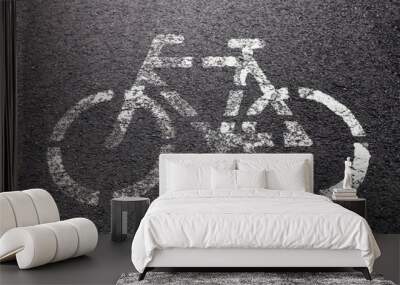 Sign of bike on a gray asphalt Wall mural