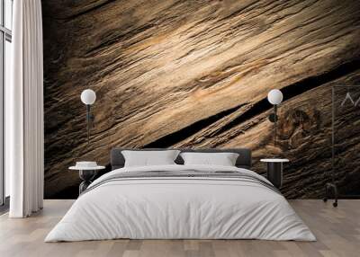 Surface of old textured wooden board for background. Toned Wall mural