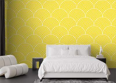 Background pattern seamless circle abstract white line and yellow color. Summer background design. Wall mural