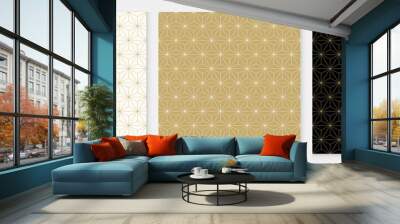 Background pattern seamless cube and triangle abstract gold luxury color geometric vector. Wall mural