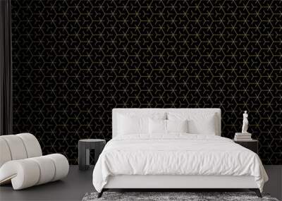 Background pattern seamless geometric abstract gold luxury color vector. Black background design. Wall mural