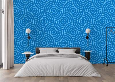 Backgrounds pattern seamless geometric blue circle abstract and line vector design. Wall mural