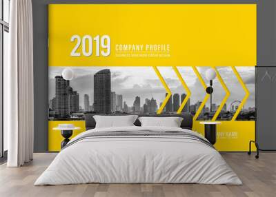 Cover design for annual report business catalog company profile brochure magazine flyer booklet poster banner. A4 landscape template element cover vector EPS-10 sample image with Gradient Mesh. Wall mural