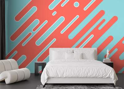 Wave modern style abstract background coral red green and white colors. Trendy geometric abstract design. Wall mural