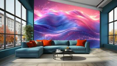 abstract blue purple purple and blue wave pattern. abstract purple background. abstract background with stars Wall mural