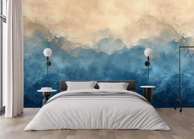 color beach fpt background blue and beige color. clouds over the ocean wallpaper Wall mural