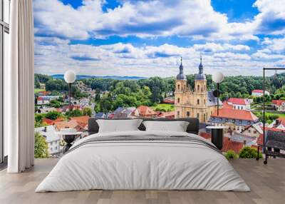 Panoramic view of the City Goessweinstein in the Franconia Switzerland, Germany, Bavaria Wall mural