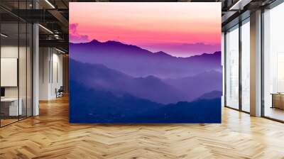 purple sunset in the mountains Wall mural