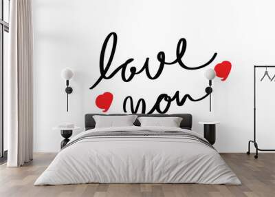 Love you love heart red pink orange color shape text font calligraphy message romance love happy valentine day 14 fourteen day february month i love you celebration festival dating type wedding art Wall mural