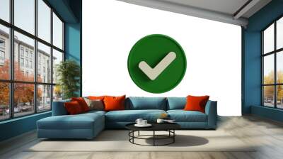 Symbol sign green circle choice round green color icon check mark agreement checklist tick ok success checkmark correct design checkbox approve button right accept positive choose yes business vote  Wall mural