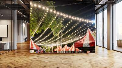 tent festival light bright carnival festival event party celebration circus night market decoration outdoor fair fun show summer park event party event red white shop store marquee food evening Wall mural