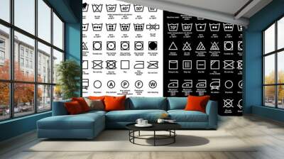 Icon set of laundry symbols Wall mural