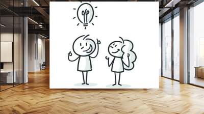 stick figures: man with an idea (no. 9) Wall mural