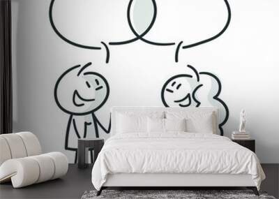 stick figures:talk, talking, match, common ground, conversation, communication, entertainment (no. 10) Wall mural