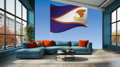 3d flag illustration waving in the sky of the country of americ Wall mural