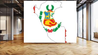 Country outline with the flag of Peru Wall mural