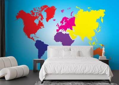 illustration of a colored map of world Wall mural