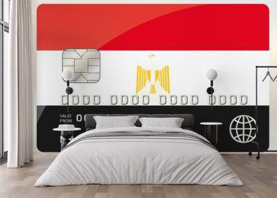 Illustration of a Credit Card with the Card being the flag of  E Wall mural