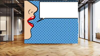 Illustration of Pop art style womans face with space for text Wall mural