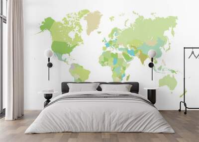 Illustration of very fine outline of the world (with country bor Wall mural