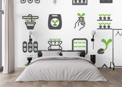 Hydroponic icon set Wall mural