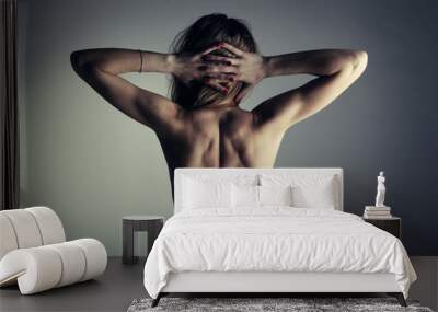 beautiful nude woman with muscular back Wall mural