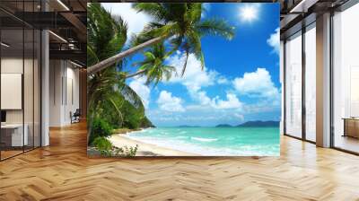 Coconut palms and beach in Thailand Wall mural