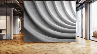 architectural background. modern white concrete arched composition in perspective. semicircular shap Wall mural