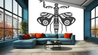 vector illustration of mantis decorated with ethnic patterns. Wall mural