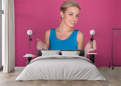 Excited Happy Blonde Beauty Wall mural