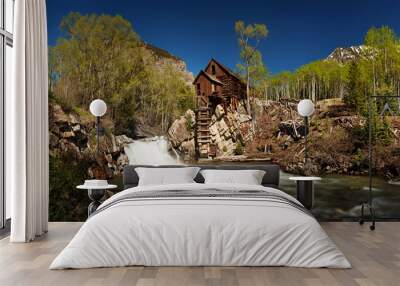 Scenic panorama of Crystal Mill in Colorado Wall mural