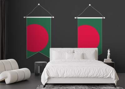 2 style of Bangladesh flag. Ribbon versions and Arrow versions. Both isolated on a black background. Wall mural