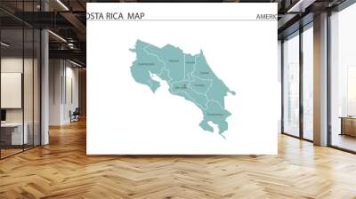 Costa Rica map vector illustration on white background. Map have all province and mark the capital city of Costa Rica. Wall mural