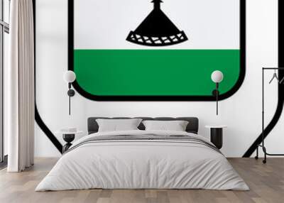 Lesotho flag map pin navigation icon, square design. Wall mural