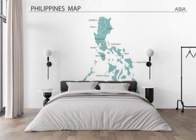 Philippines map vector illustration on white background. Map have all province and mark the capital city of Philippines.  Wall mural